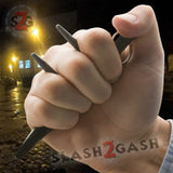 Extra Wide Steel Kubaton Kubotan Self Defense Keychain Stick with Prongs/Spikes - Black Ninja Weapon