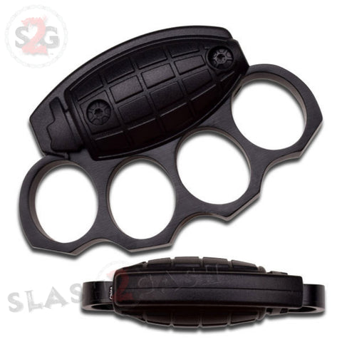 Grenade Brass Knuckles Heavy Duty Paperweight - Black Bomb Buckle