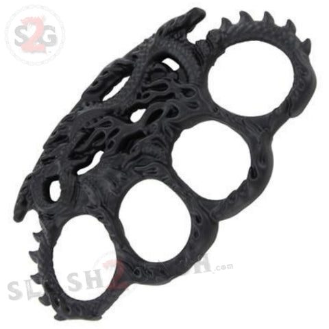 Enter the Dragon Flames Knuckles Fantasy Paperweight - Black Buckle Duster