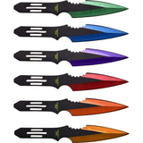 Perfect Point Knives w/Sheath 6" Throwing Knife Set - 6 PC Green, Blue, Purple, Red, Orange & Yellow