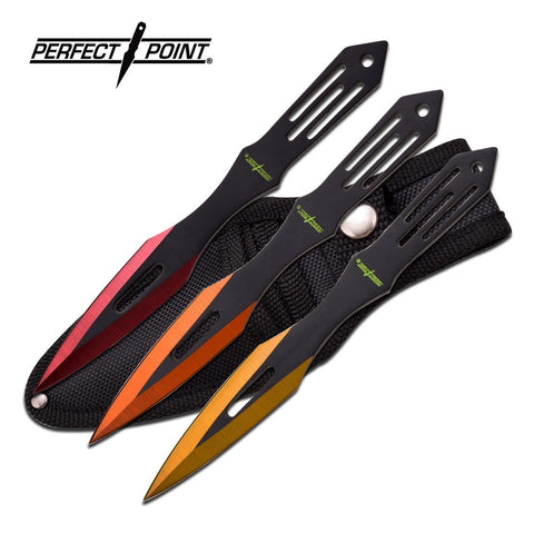 6" inch Throwing Knife Set 3 PC Perfect Point Thrower Knives Red Orange Yellow