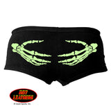 Hot Leathers Glow In The Dark Skeleton Hands Ladies Boy Shorts