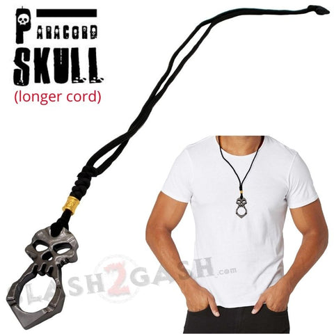 One Finger Skull Knuckle Necklace Self Defense Keychain - Smoke