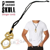One Finger Punisher Skull Knuckle Paracord Self Defense Keychain Necklace Lanyard - Gold Steel