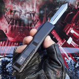 OTF Knife D2 Black Phantom Automatic Switchblade CNC T6061 Delta Force Knives - Double Edge Spartan