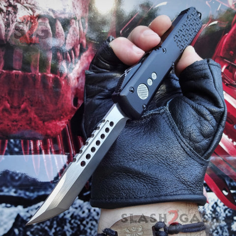 Phantom OTF Knife D2 Automatic Switchblade CNC Highest Quality Delta Force - Tanto Xtreme Satin
