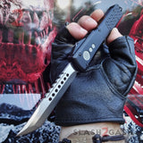 OTF Knife D2 Black Phantom Automatic Switchblade CNC T6061 Delta Force Knives - Tanto Xtreme Slash2Gash S2G