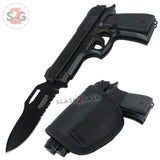 Gun-Shaped Spring Assisted Knife Black Pistol w/ Holster Sheath Defender Xtreme
