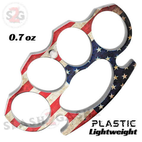 Plastic Knuckles Belt Buckle Duster Lightweight - American Flag Brass Knuckles