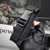 Punisher Skull OTF Knife REAL Damascus Delta Force Automatic D/A Switchblade - Tanto Serrated Sheath