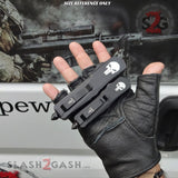 Punisher Skull OTF Knife Small 7" Delta Force Automatic Black Switchblade Knives - Size Comparison