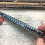 Spider Butterfly Knife Blue TRAINER Dull Balisong w/ Spring Latch