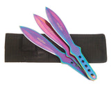 6" Throwing Knife Set 3 PC Perfect Point Thrower Knives Titanium Rainbow