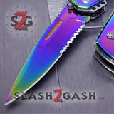 Gentleman's Titanium Rainbow Automatic Knife Serrated - 5 Colors