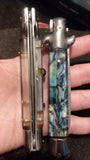 Real Damascus Godfather Stiletto Automatic Knife - Faux Abalone