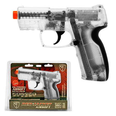 Red Jacket CO2 Airsoft Battle Pistol 380 FPS Licensed BB Gun - Clear
