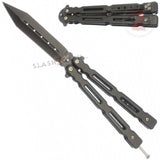 Revolt Butterfly Knife Black Spear Point Balisong w/ Pocket Clip