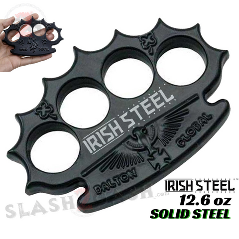 Irish Steel Dalton Global Brass Knuckles Spiked Paperweight - Black Robbie Dalton Knucks Heavy Duty Buckle Duster