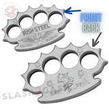 Robbie Dalton Brass Knuckles Irish Steel Spiked Paperweight - Silver Chrome Dalton Global Knucks Heavy Duty Buckle Duster
