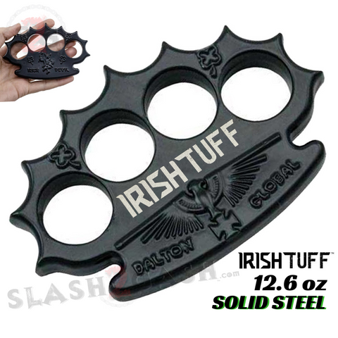 Irish TUFF Dalton Global Brass Knuckles Spiked Paperweight - Black Robbie Dalton Knucks Heavy Duty Buckle Duster