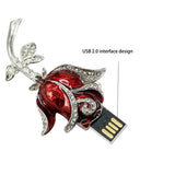 Crystal Rose Pin USB Flash Drive 2.0 Flower 16gb red/blue/purple U Disk Memory Stick