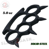 Rounded Spike Knuckle Duster Paper Weight - Black brass knuckles with spikes