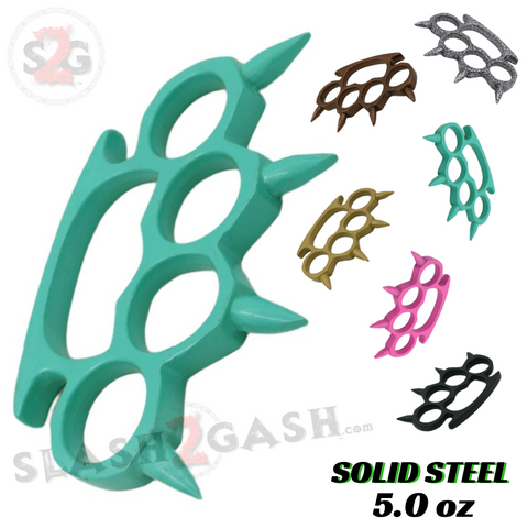 Brass knuckles with spikes Rounded Spike Knuckle Duster Paper Weight - Pink Teal Pitted Silver Pitted Copper Black Gold