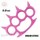 Rounded Spike Knuckle Duster Pink Brass Knuckles Paper Weight - Solid Steel