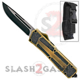 Bronze Scarab Dual Action OTF Automatic Knife - Single Edge Plain
