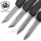 S2G Tactical Shadow OTF Knife Carbon Fiber Switchblade CNC T6061 - REAL Damascus!