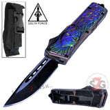 Delta Force Rainbow Skull OTF D/A Automatic Knife 440c Single Edge Plain