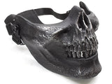 Half Face Wargame Mask Metallic Skeleton Mask Protective Party Festival Face Guard Black Silver