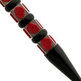 Skull Kubotan Keychain Ninja Weapon Self Defense Stick - Black with Red Skulls