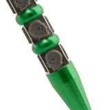 Skull Kubotan Keychain Ninja Weapon Self Defense Stick - Green with Grey Skulls