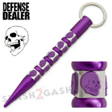 Skull Kubotan Keychain Ninja Weapon Self Defense Stick - Purple with Skulls Womens safety tool