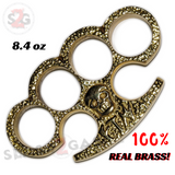 FTW Skeleton Real Brass Knuckle Duster Skull Paperweight F*** The World