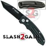 Smith & Wesson Extreme Ops Black Automatic Knife - Tanto Plain SW50BS S2G slash2gash
