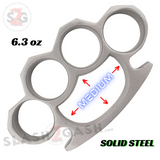 Crown Knuckles Solid Steel Open Paper Weight - Medium Silver Knuckles Buckle Duster
