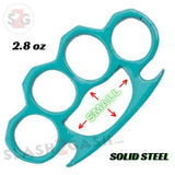 Crown Knuckles Solid Steel Open Paper Weight - Small Teal Knuckles