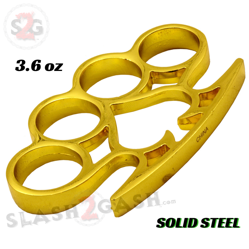 Spade Brass Knuckles Paperweight Solid Steel Knuckle Duster Gold