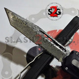 Delta Force Spartan Warrior D/A OTF Automatic Knife Black Tactical S2G - Damascus Tanto Serrated