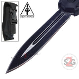 Delta Force Spartan Gladius D/A OTF Automatic Knife Black S2G Tactical - Double Edge Spear Plain