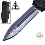 Delta Force Spartan Gladius D/A OTF Automatic Knife Black Tactical S2G - Damascus Spear Plain Edge