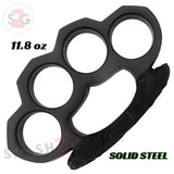 SteamPunk Knuckles with Leather Black Solid Steel Paper Weight - Large Knuckle Duster Heavy THICK Metal