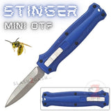 California Legal Mini Out The Front Knife Small Automatic Switchblade Key Chain Knives - Blue Stinger