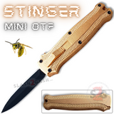 California Legal Mini Out The Front Knife Small Automatic Switchblade Key Chain Knives - Gold Stinger