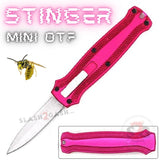 California Legal Mini Out The Front Knife Small Automatic Switchblade Key Chain Knives - Pink Stinger