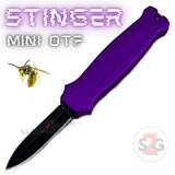California Legal Mini Out The Front Knife Small Automatic Switchblade Key Chain Knives - Purple Stinger