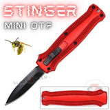 California Legal Mini Out The Front Knife Small Automatic Switchblade Key Chain Knives - Red Rose Stinger