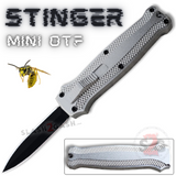 California Legal Mini Out The Front Knife Small Automatic Switchblade Key Chain Knives - Silver Stinger